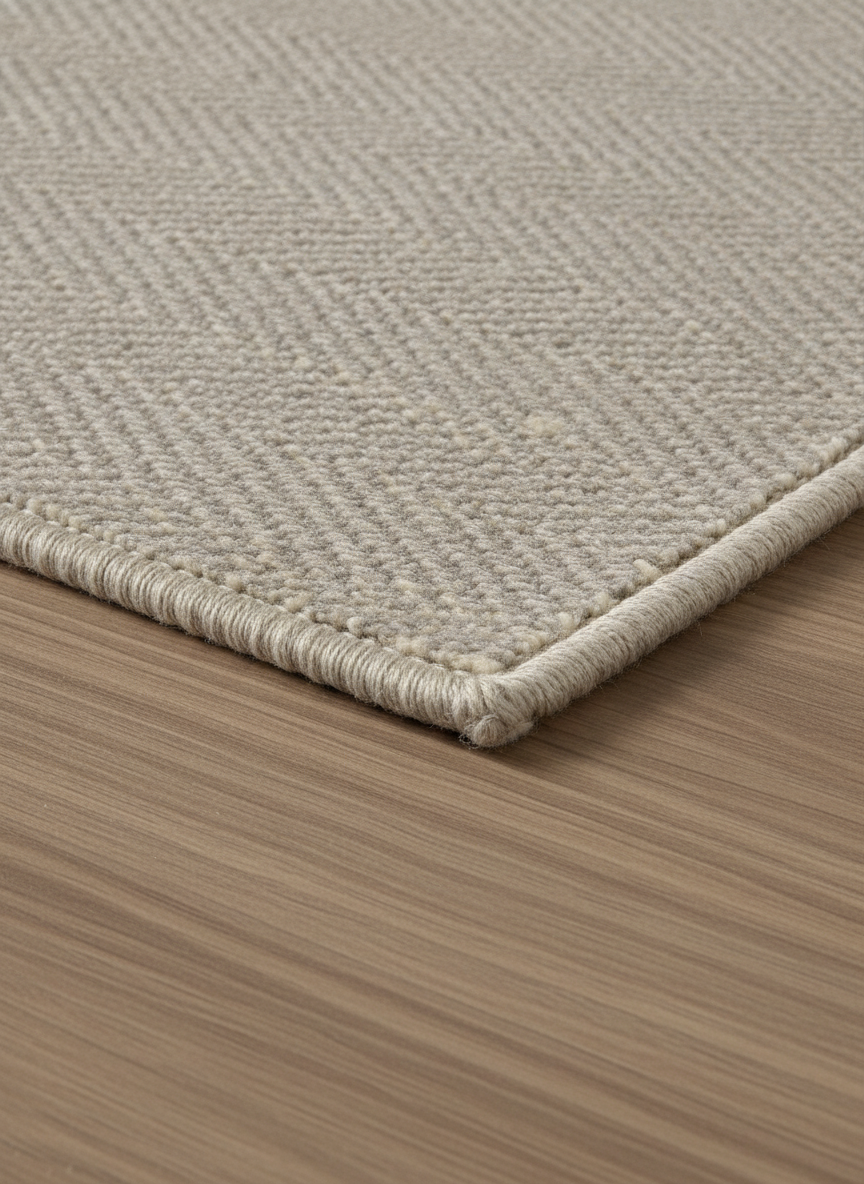 Serged edge detail — finished in our workroom