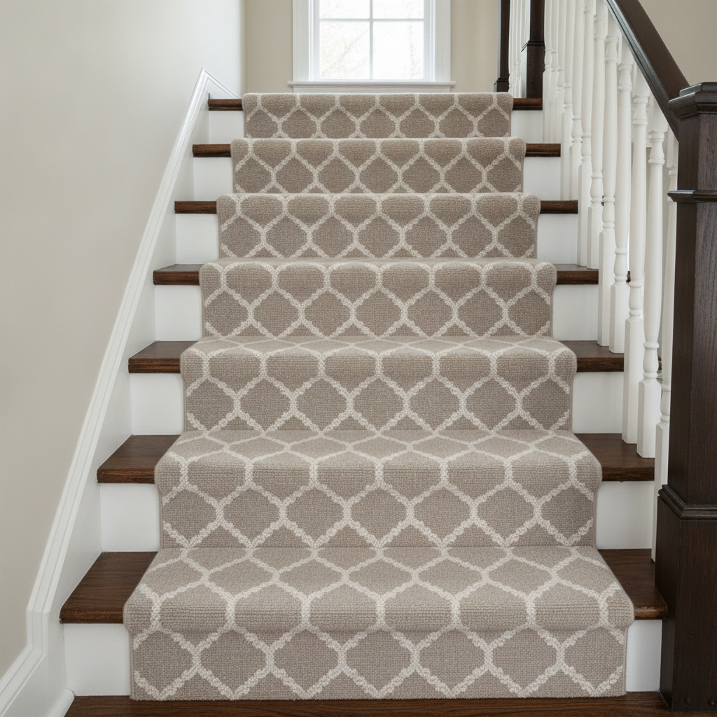 Paloma - Limestone & Ivory as a stair runner