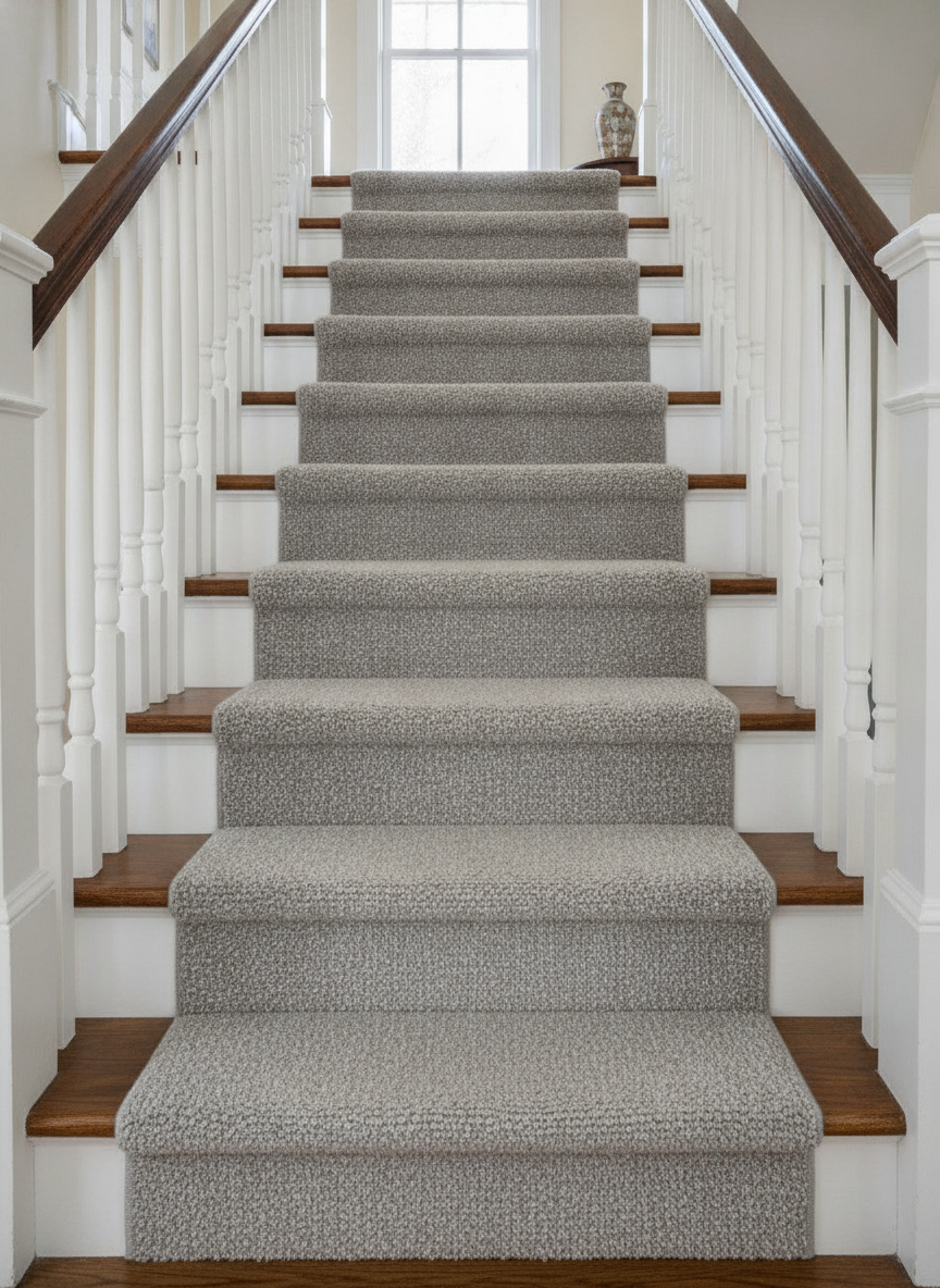 Ripple - pewter as a stair runner