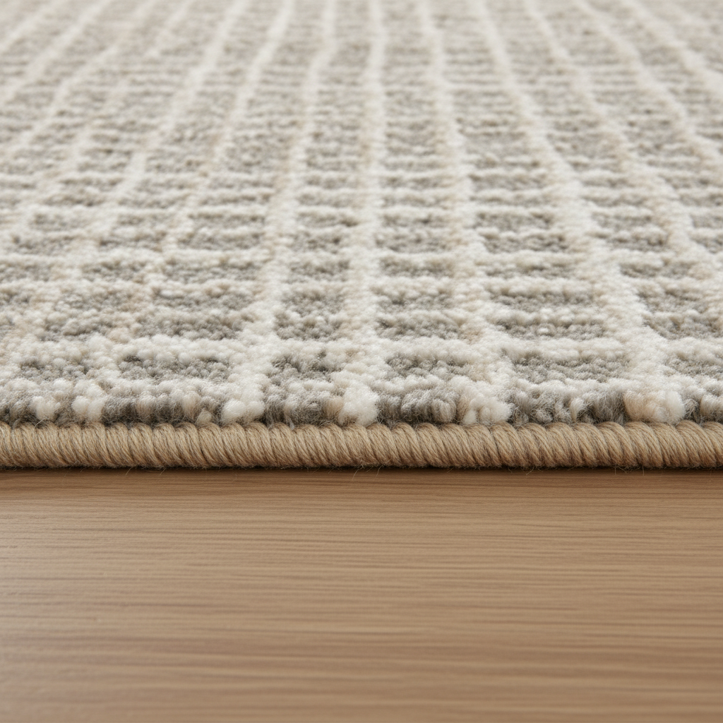 Serged edge detail — finished in our workroom