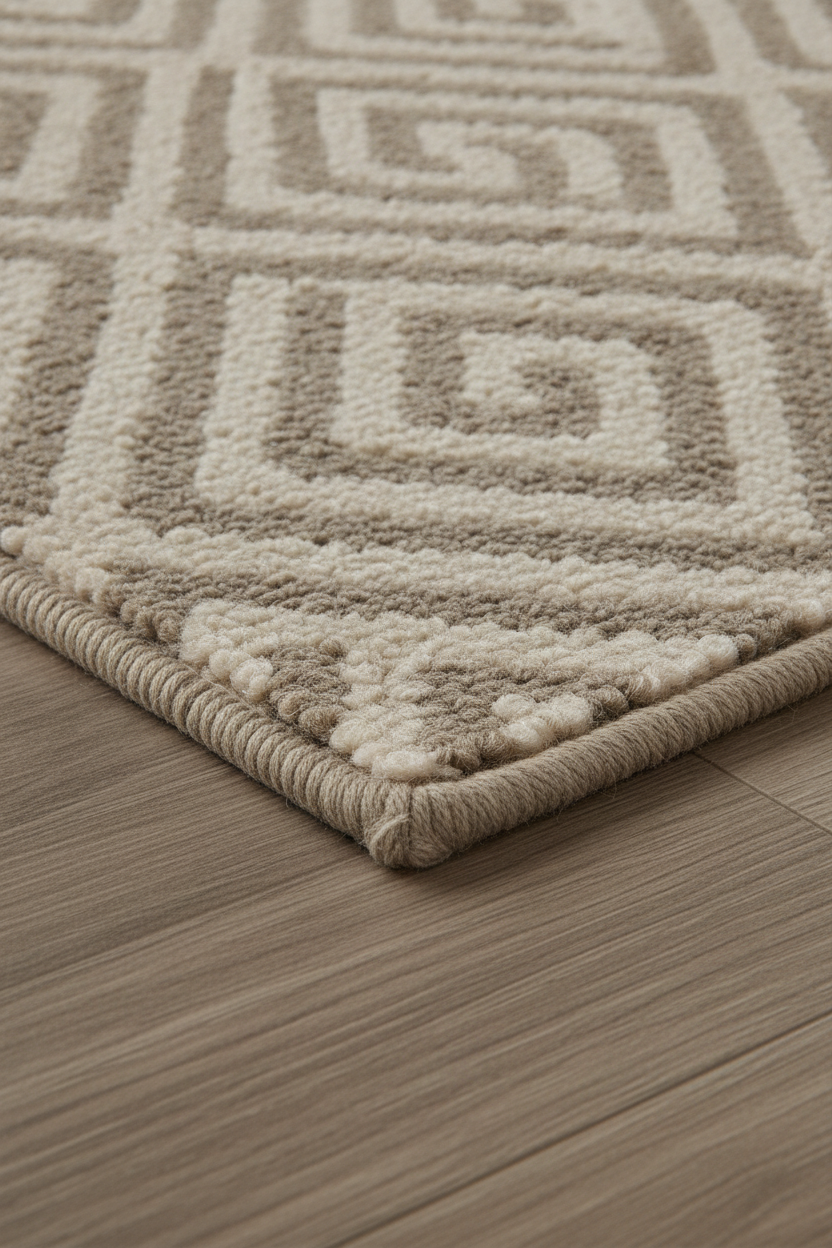 Serged edge detail — finished in our workroom