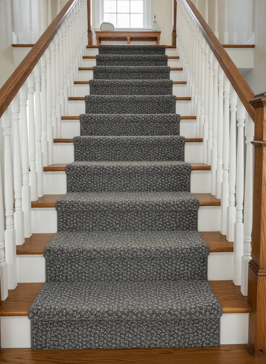 Tweed - Charcoal Heather as a stair runner